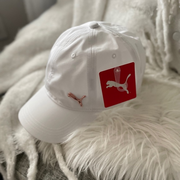 White Puma Baseball Hat Cap Rose Gold - Picture 6 of 8